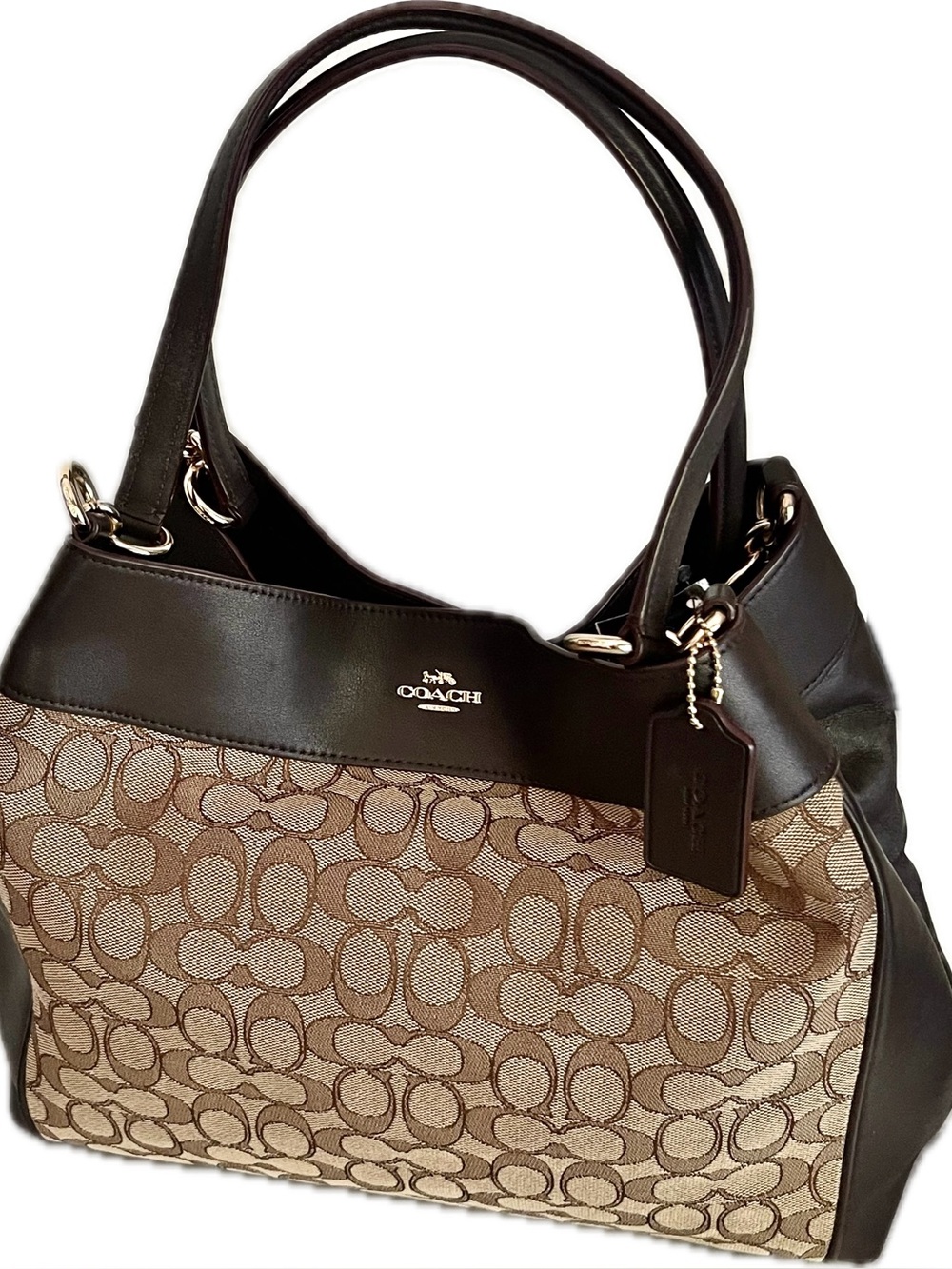 Coach Lexy Signature Jacquard & Leather Shoulder Bag